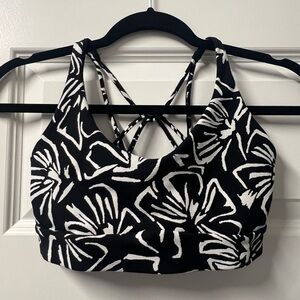 Athleta Floral Solace Bra - Black and White - Small A-C